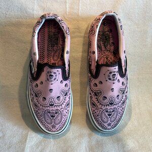 Vans Pink Day of the Dead Slip Ons Size Mens 6 Womens 7 1/2